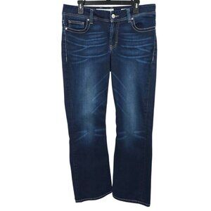 BKE Dakota Boot Cut  Jeans Womens Size 31 Mid Rise Dark Wash Distressed Denim